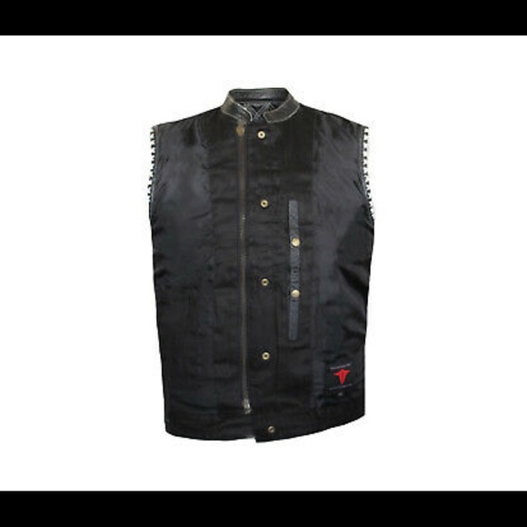 Mens Club Style Perforated US Eagle Liner Motorcycle Conceal Carry Leather Vest - Picture 5 of 5